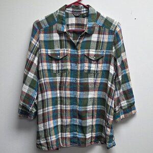 Women's Large Eddie Bauer Linen Button Down Shirt